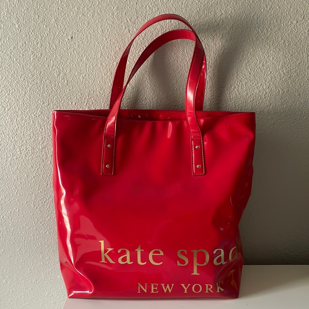 Kate Spade glossy red vinyl tote bag OS